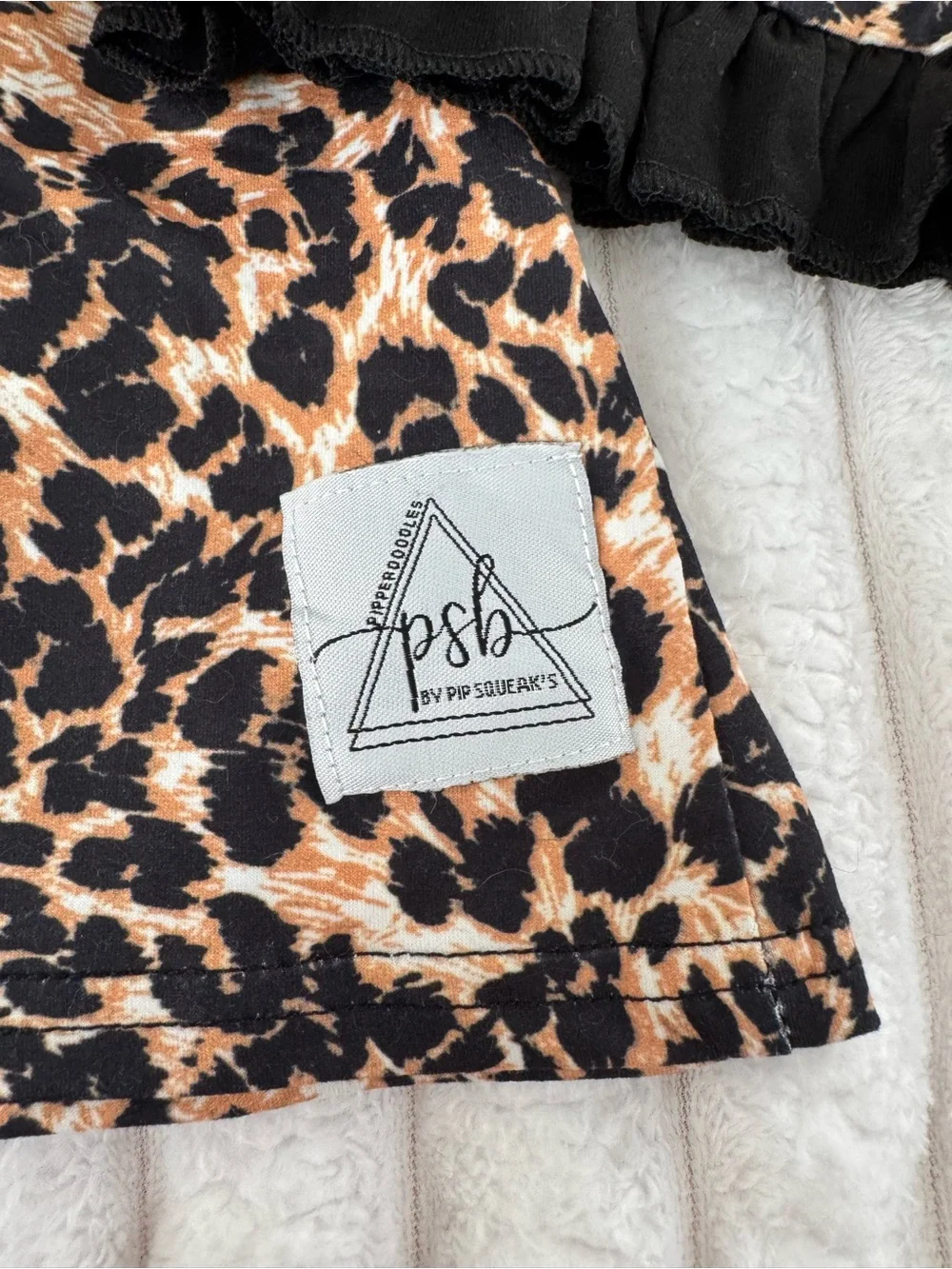 Pipperdoodles Leopard Print Ruffle Tunic Dress & Shorts Set - Black & Tan